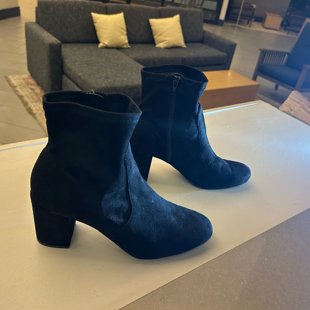 Boots Chic Black Suede Heeled Boots by mariA 9 1/2 M
